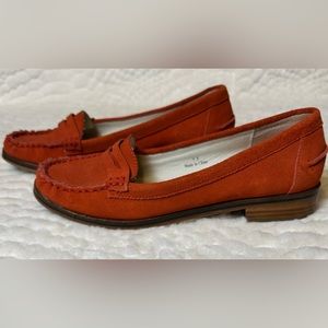 J. Jill Dark Orange Leather Penny Loafer Size 7.5